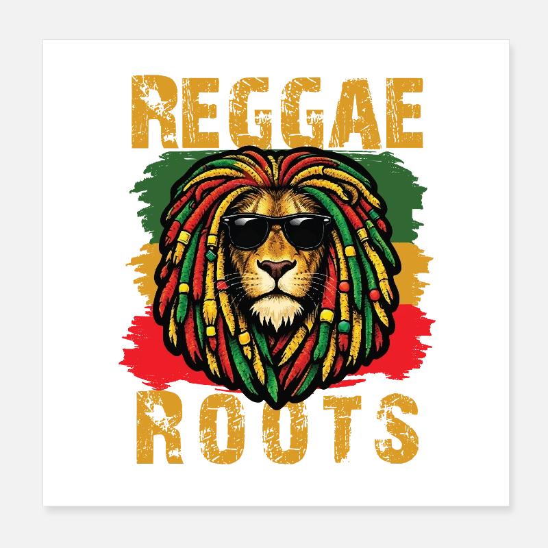 Lion Reggae Roots Rasta Vibe Poster 8" x 8" (20x20 cm)