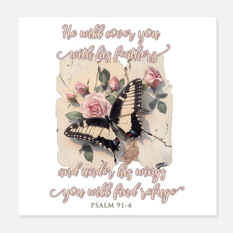 Bibelvers Schmetterling Christlich Poster 20x20 cm
