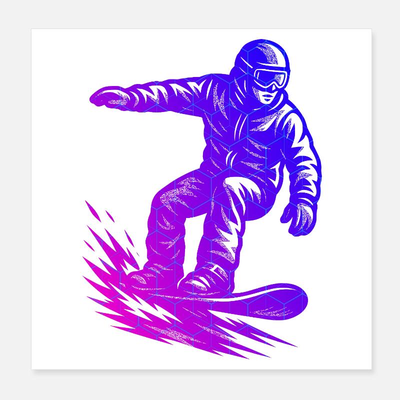 Motif de snowboard amusant Poster 20 x 20 cm