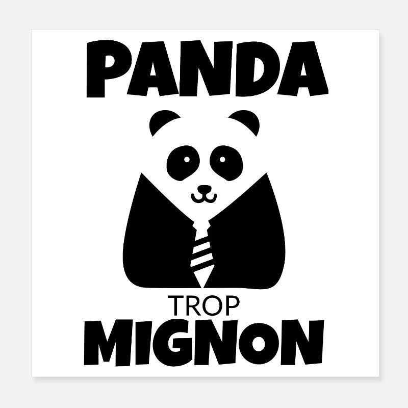 Panda Trop Mignon  Poster 20 x 20 cm