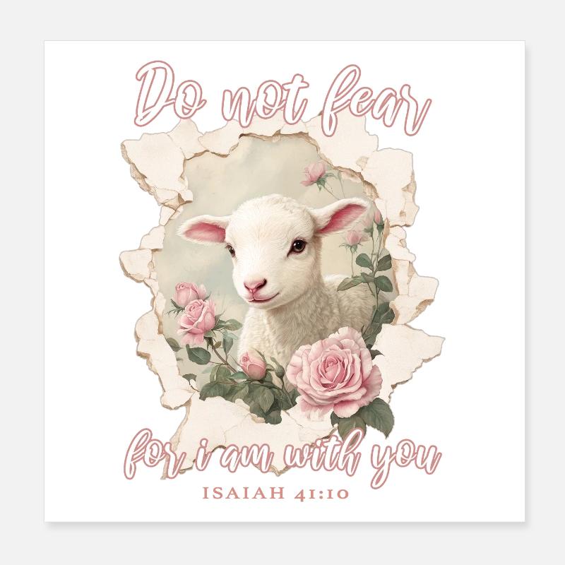 Lamb Christian Bible Verse Poster 8" x 8" (20x20 cm)