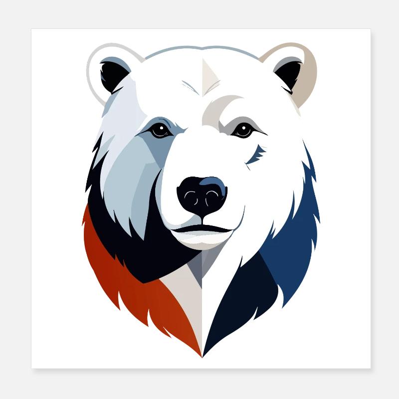 Geometric Polar Bear Color Split Poster 8" x 8" (20x20 cm)