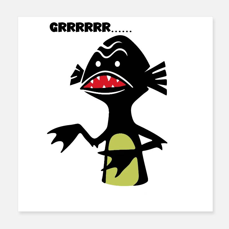 Water Monster Poster 8" x 8" (20x20 cm)