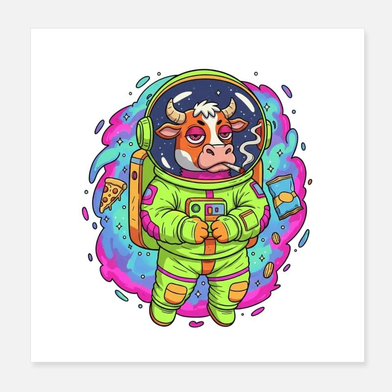 Space Muh Poster 20x20 cm