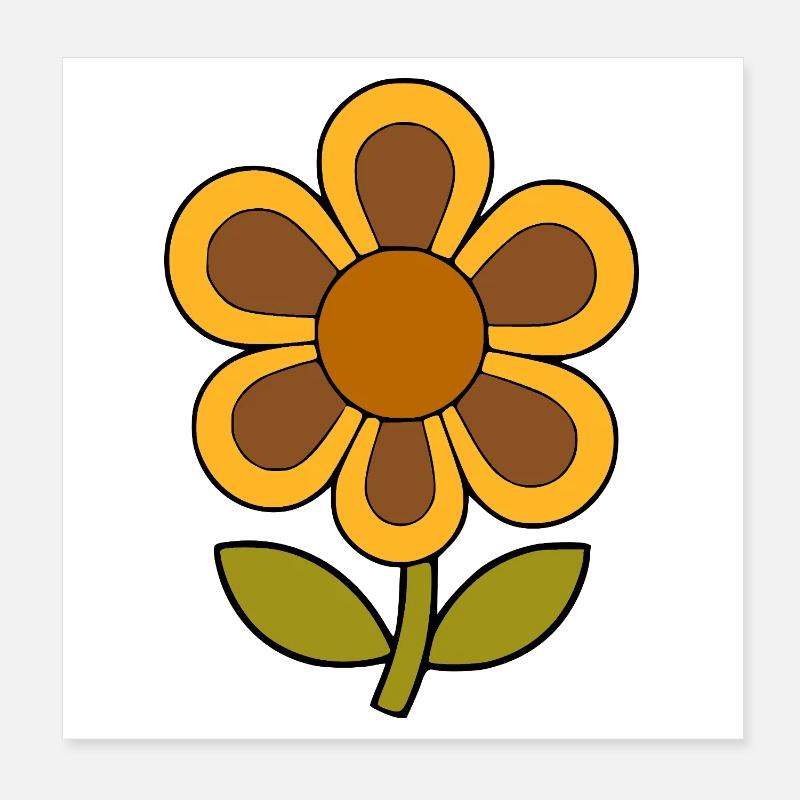 70s Flower Pattern Retro Poster 8" x 8" (20x20 cm)
