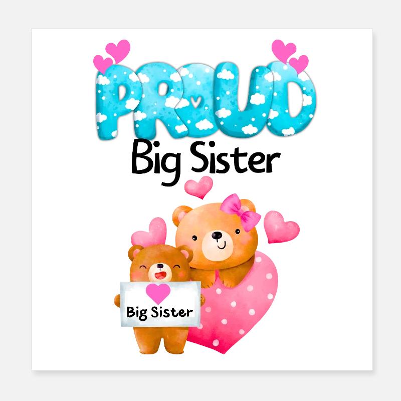 Stolze große Schwester Teddybären Poster 20x20 cm