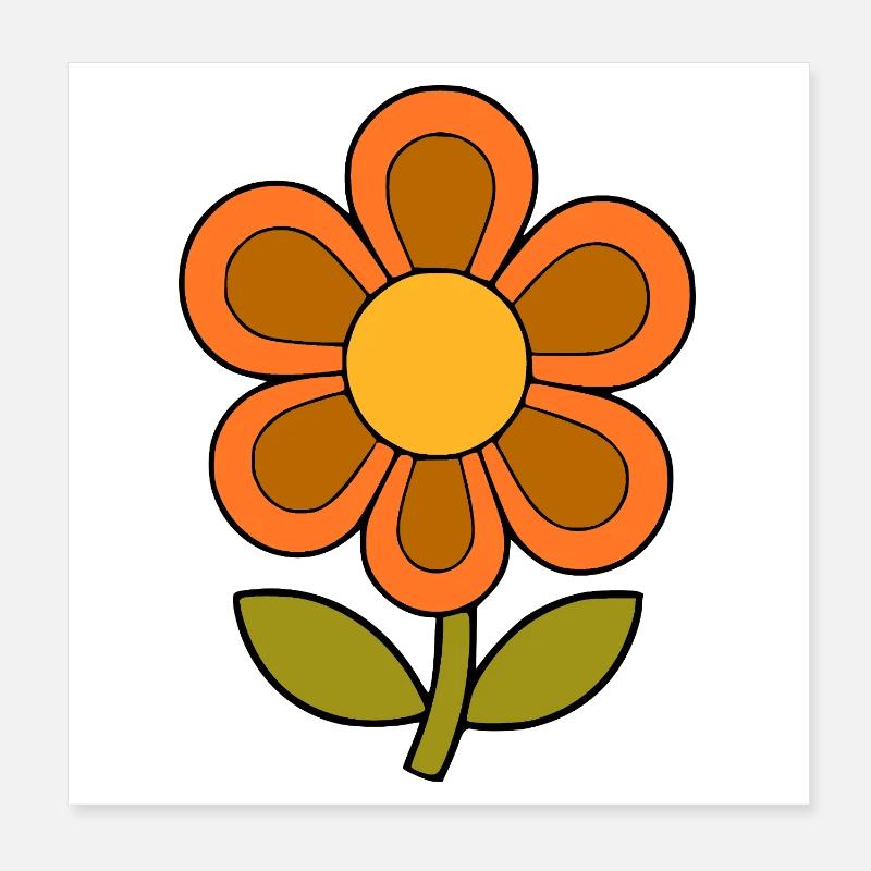 70s flower pattern retro flowerpower Poster 8" x 8" (20x20 cm)