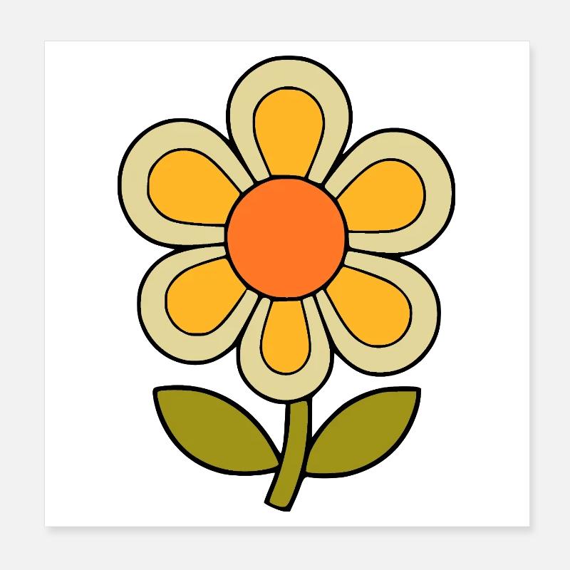 70s flower pattern retro flowerpower Poster 8" x 8" (20x20 cm)