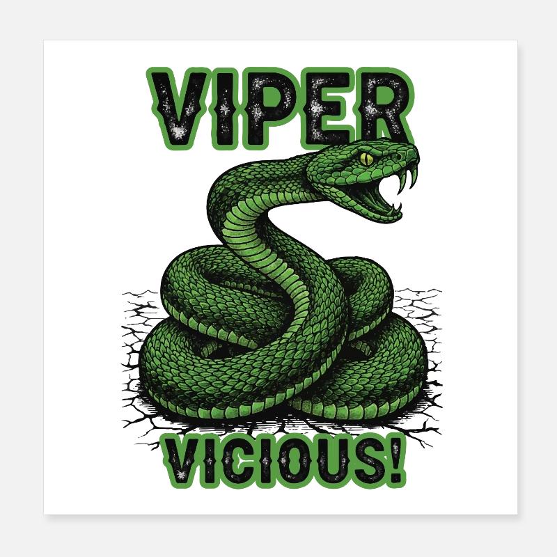 Serpente Vipera Selvaggio Feroce Poster 20x20 cm