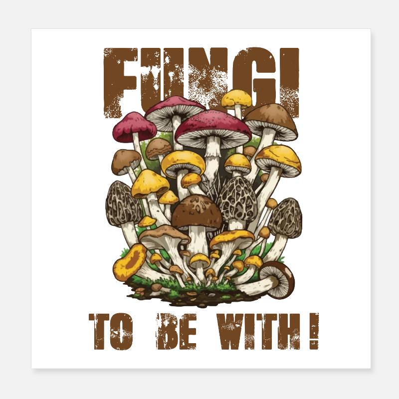 Champignons Couleur (Fungi To Be With) Poster 20 x 20 cm