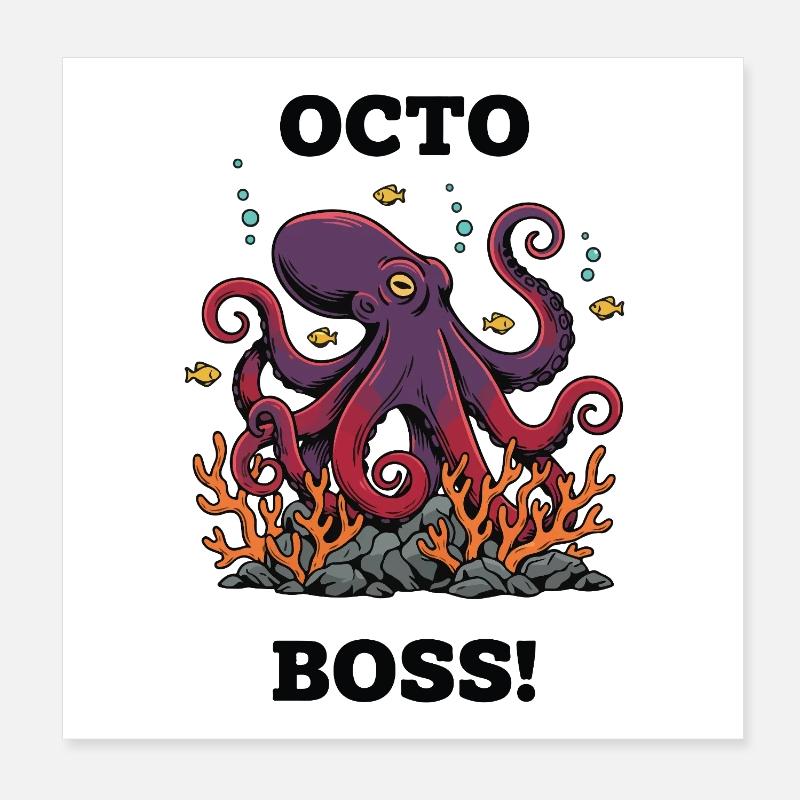 OctoBoss Reef King Oktopus Poster 20x20 cm