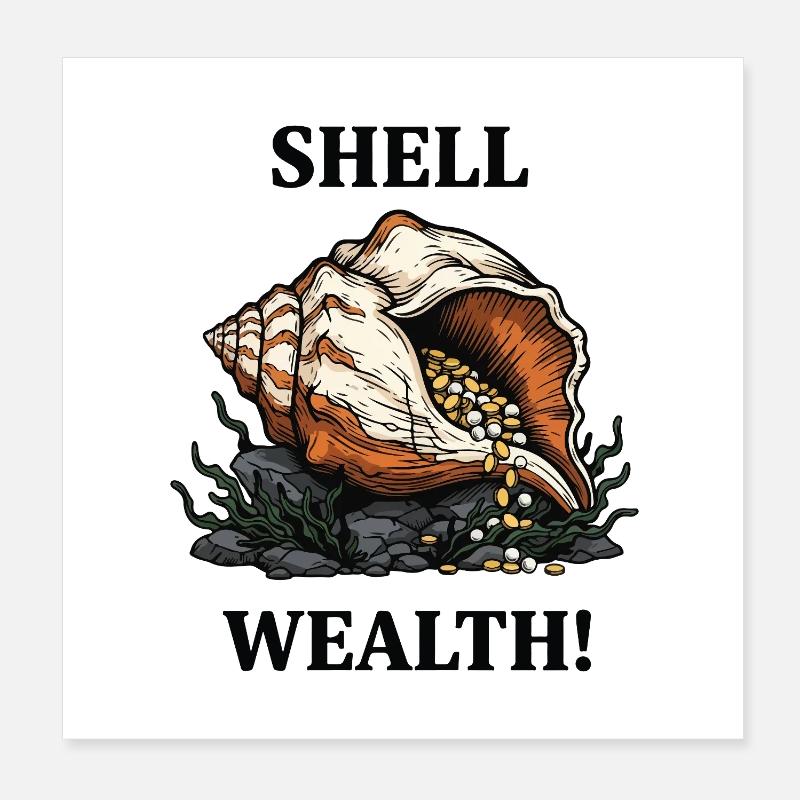 Shell Wealth Coquillage Perles Richesse Poster 20 x 20 cm