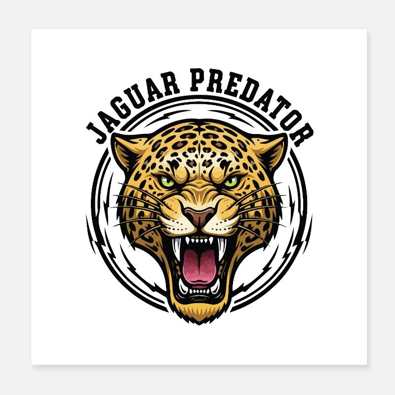 Jaguar Predator Feline Wild Force Poster 8" x 8" (20x20 cm)