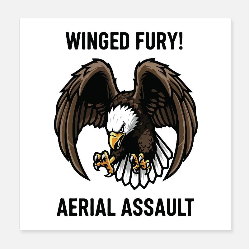 Winged Fury Golden Eagle Attack Poster 8" x 8" (20x20 cm)