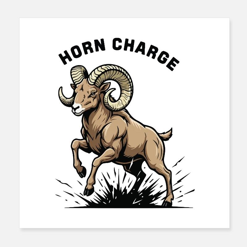 Horn Charge Ram Force Mountain Poster 8" x 8" (20x20 cm)