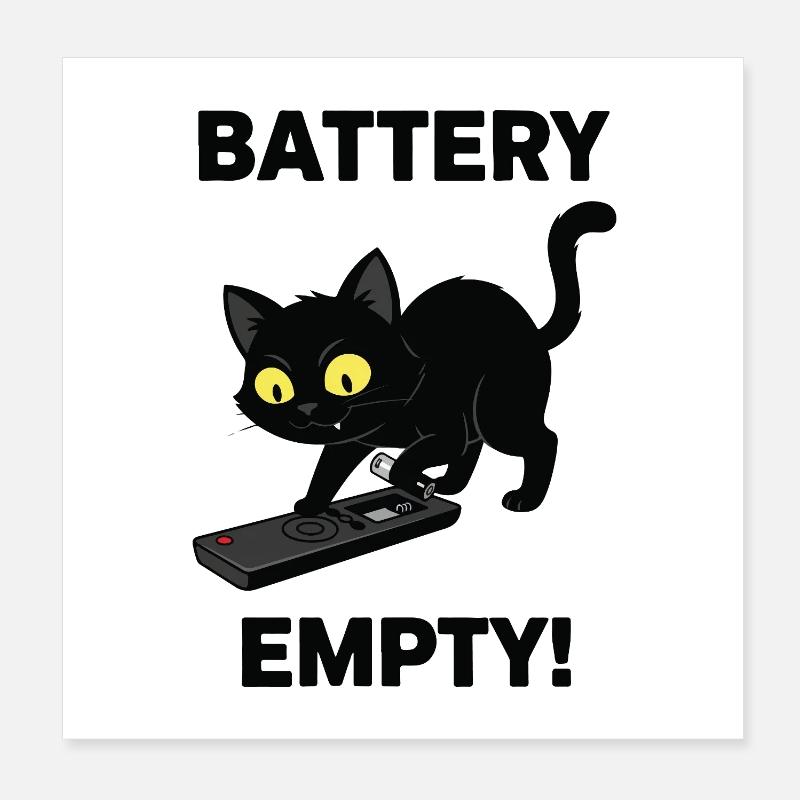 Battery Empty Chat Remote Control Humor Poster 8" x 8" (20x20 cm)