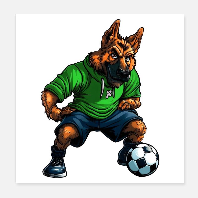 Calciatore pastore tedesco Poster 20x20 cm