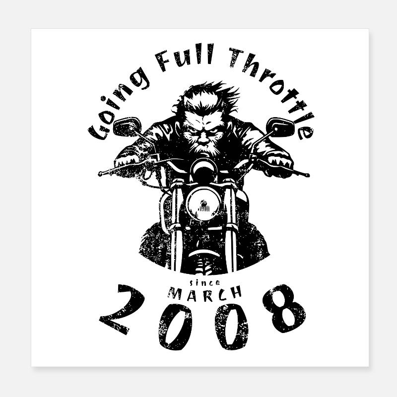 18. Geburtstag Going Full Throttle Since 03/2008 Poster 20x20 cm