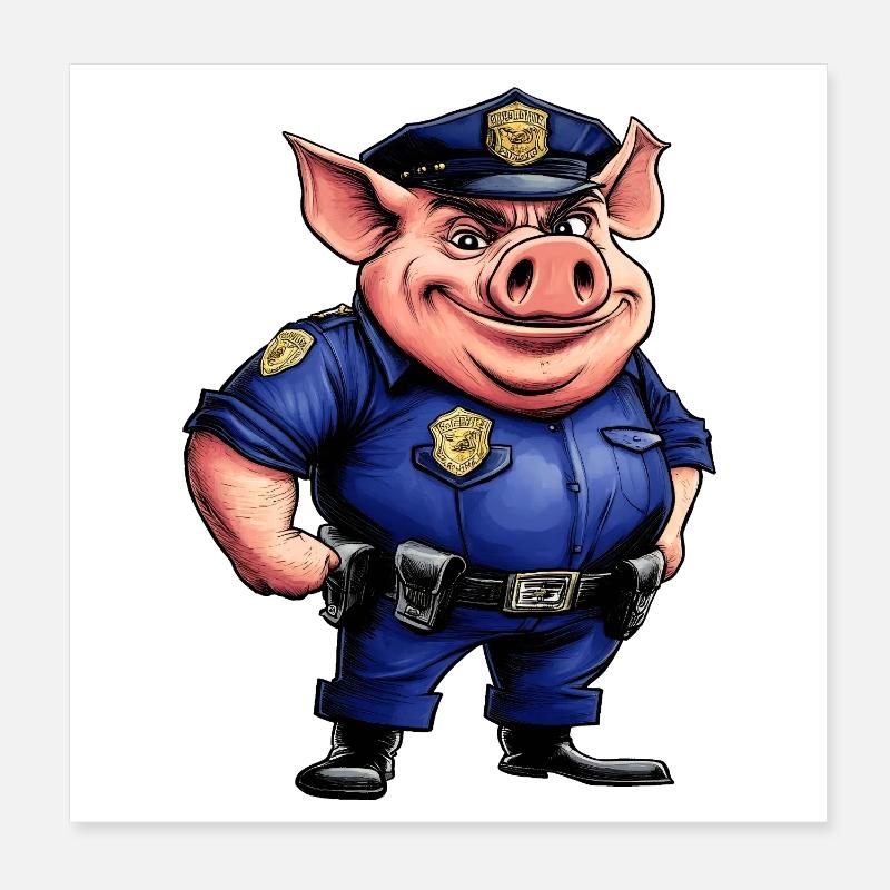 Schwein Polizist Poster 20x20 cm