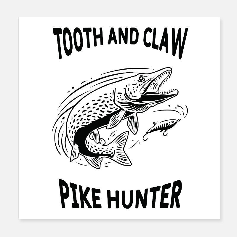 Pêche Rivière Brochet Pike Hunter Poster 20 x 20 cm