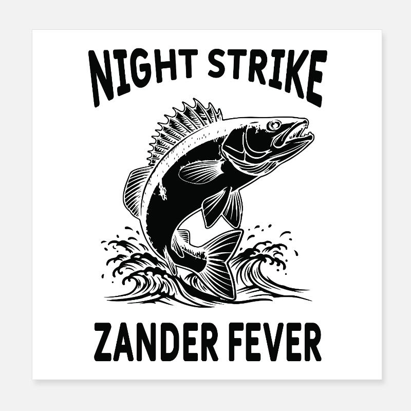 Fishing Sandre River Night Strike Poster 8" x 8" (20x20 cm)