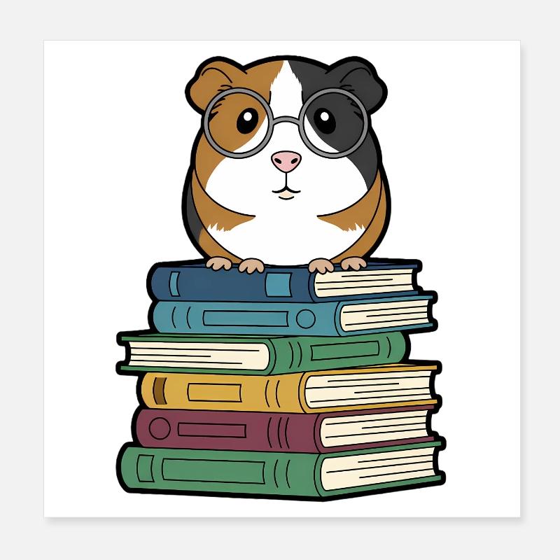 Nerd des livres cochons d’Inde, Poster 20 x 20 cm
