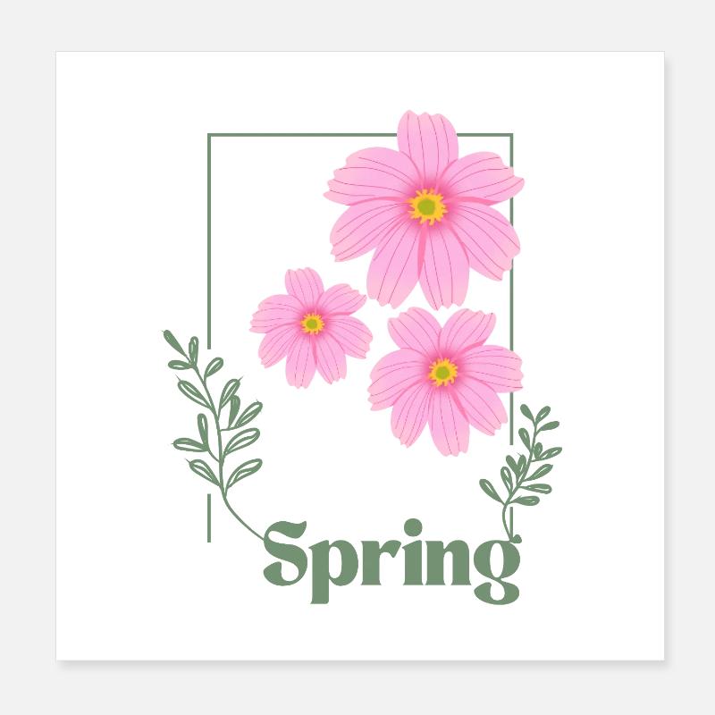 Spring Floral Design Pink Poster 8" x 8" (20x20 cm)
