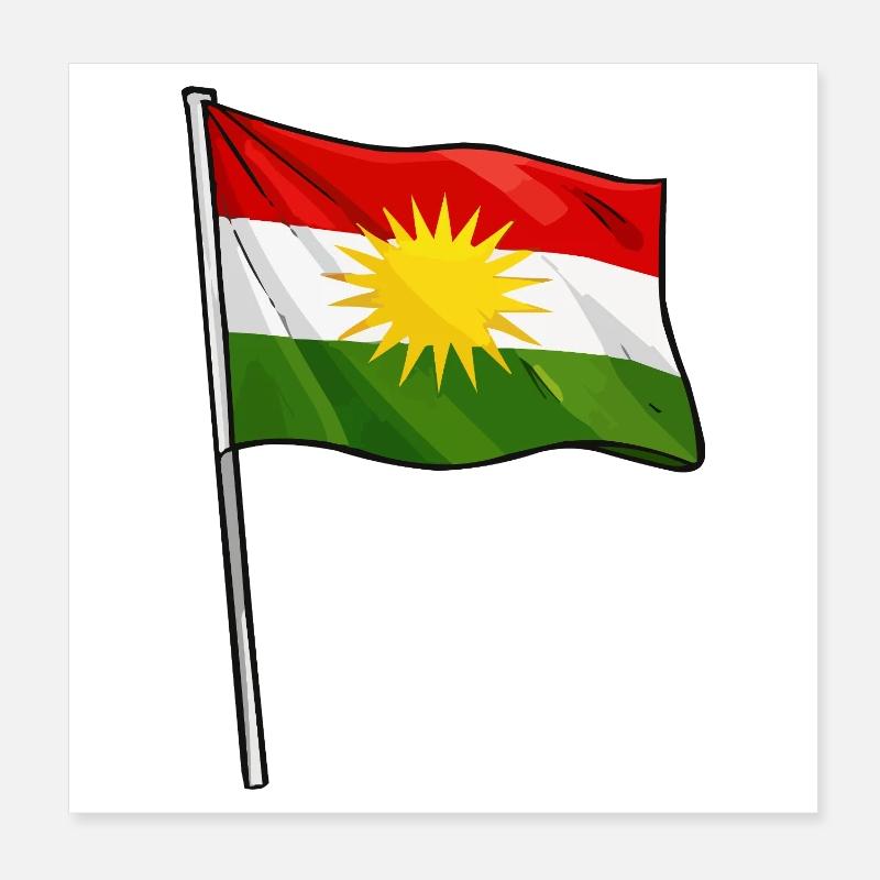 Kurdistan Flag Sunstar Poster 8" x 8" (20x20 cm)
