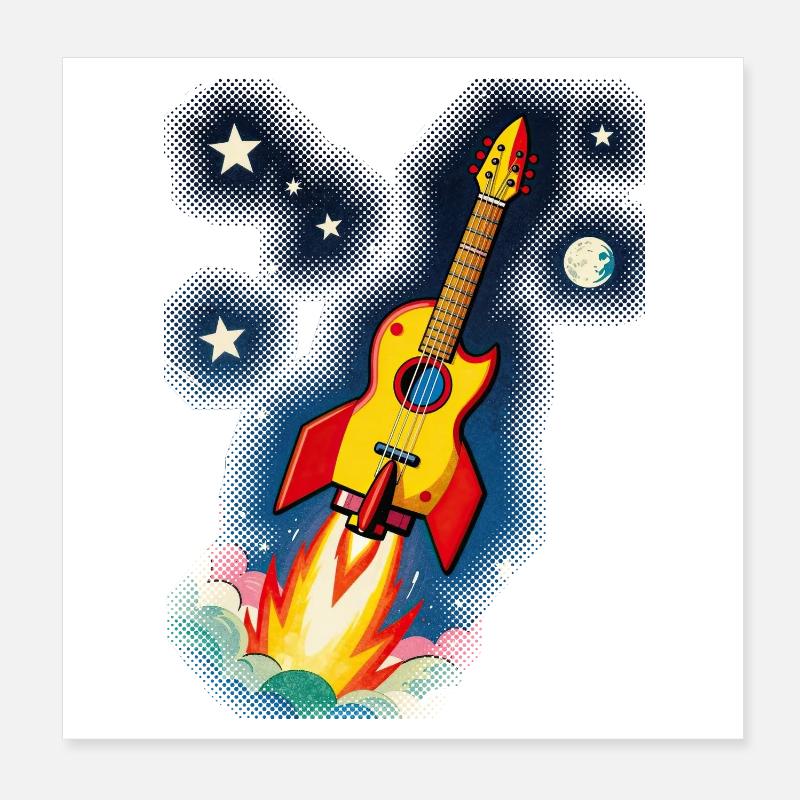 Guitare spatiale Poster 20 x 20 cm