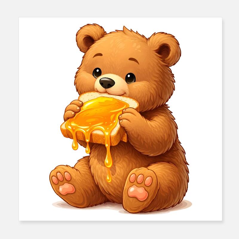 Sweet bear with honey bread Poster 8" x 8" (20x20 cm)