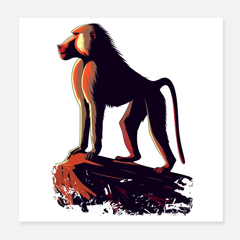 Babouin Poster 20 x 20 cm