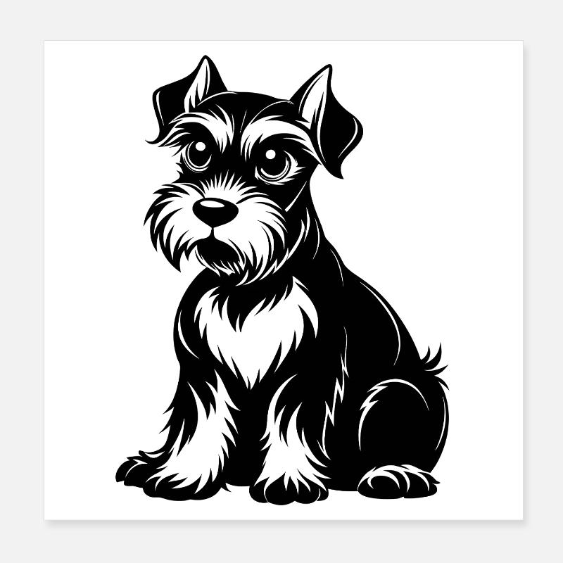 Schnauzer Black Line Poster 8" x 8" (20x20 cm)