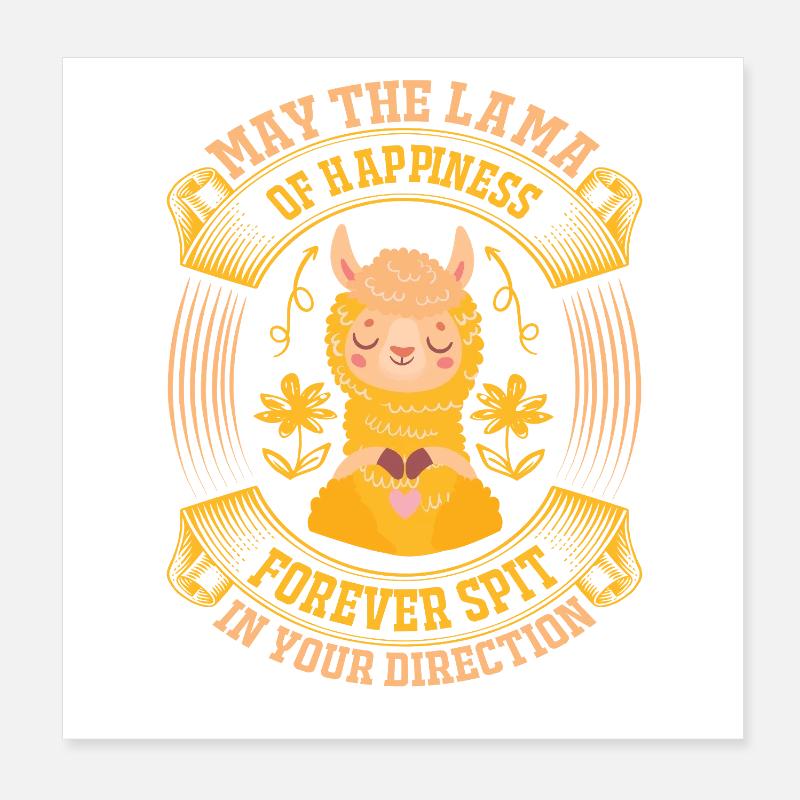 Lama cracha le bonheur Poster 20 x 20 cm