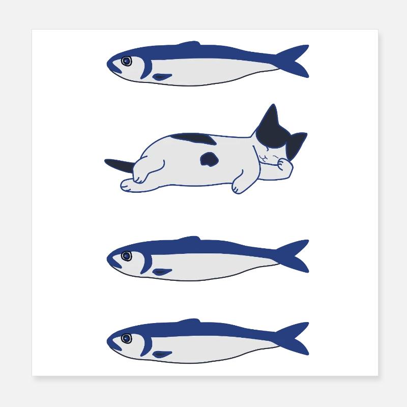 Fisch und Kit Poster 20x20 cm