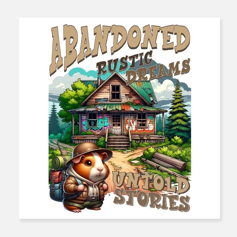 Unerzählte Geschichten: Rustikale Hütte Poster 20x20 cm