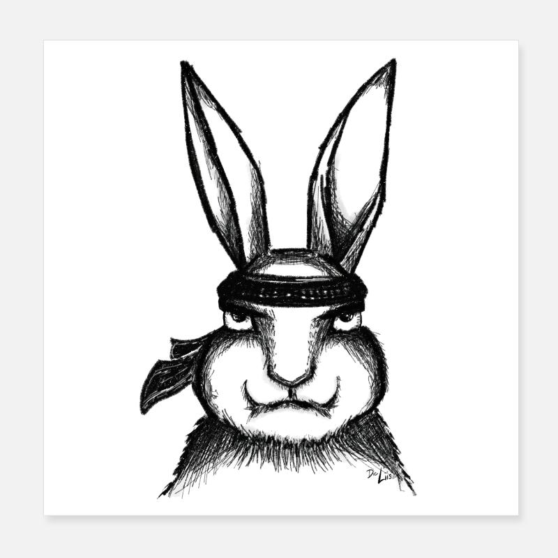Karaté Lapin Poster 20 x 20 cm