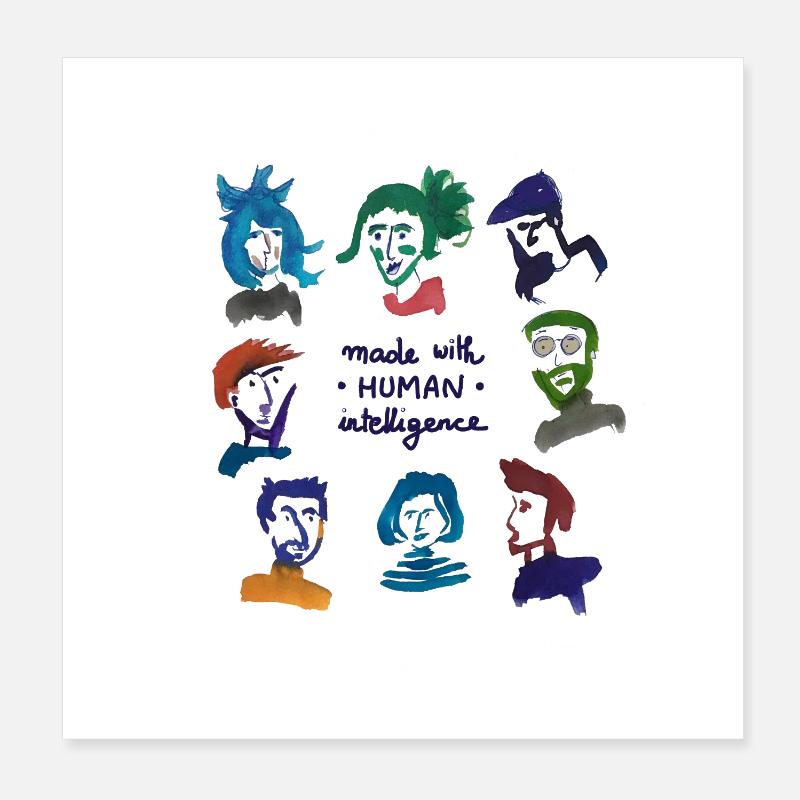 Bunte Köpfe – Menschliche Intelligenz Poster 20x20 cm