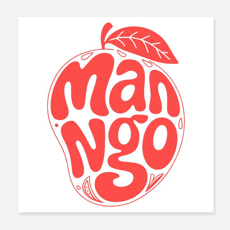 Groovy Mango Fruit Typography Poster 8" x 8" (20x20 cm)