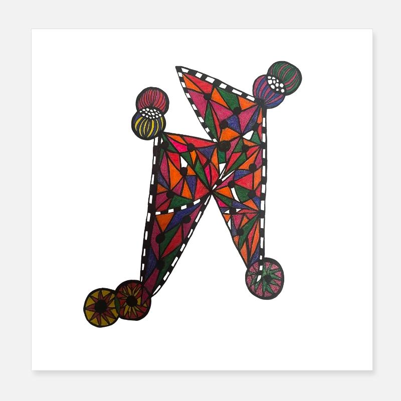 Motif N de couleur géométrique - Martina Eßer Poster 20 x 20 cm