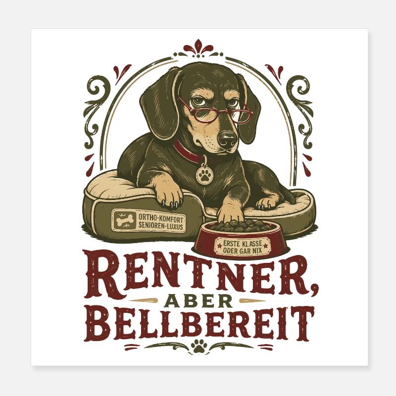 Retraités mais prêts à aboyer Poster 20 x 20 cm