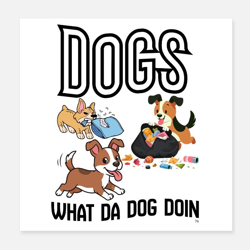 Hunde räumen Müll weg Poster 20x20 cm
