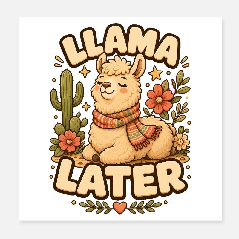 Llama Later Lama Poster 20x20 cm