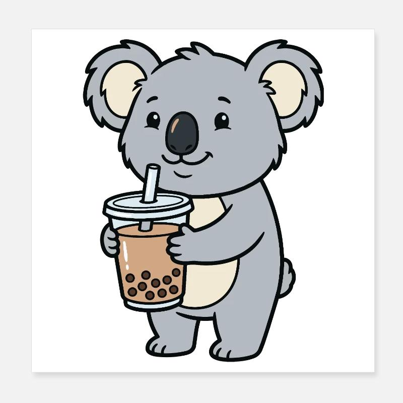 Bubble tea au koala Poster 20 x 20 cm