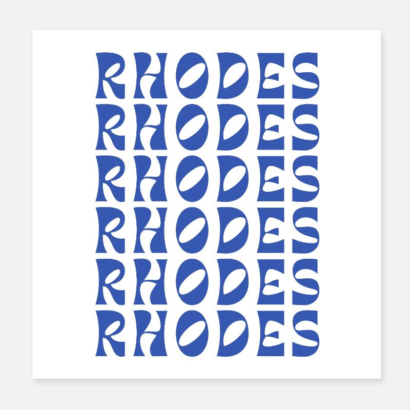 Motif typographique bleu de Rhodes Poster 20 x 20 cm