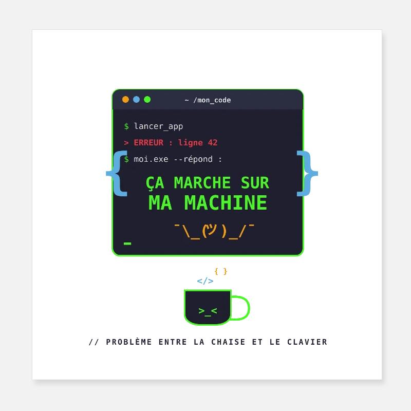 Ca Marche Sur Ma Machine Poster 20 x 20 cm
