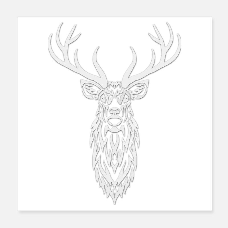 Weißer Hirsch Porträt Poster 20x20 cm