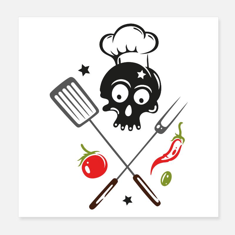 Bonnet de cuisson Grillen tête de mort Grillmeister Poster 20 x 20 cm