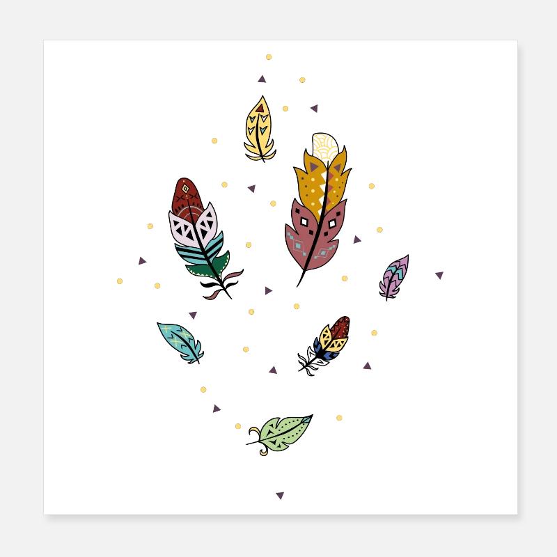 Plumes colorées Poster 20 x 20 cm