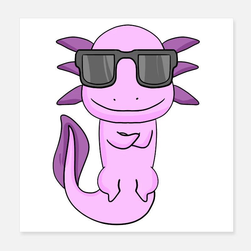 Axolotl avec lunettes de soleil Poster 20 x 20 cm