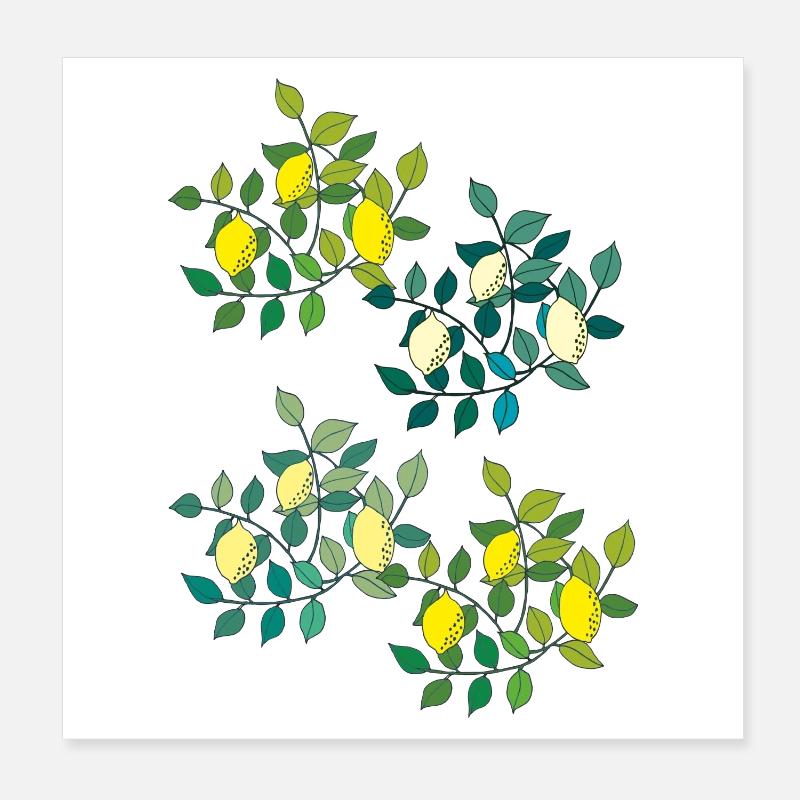 citrons 4x Poster 20 x 20 cm